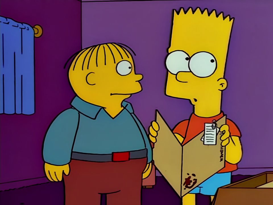 Frinkiac - S09E18 - Aw, Mom's only been in twice. Hello! Sarah! Ralphie ...