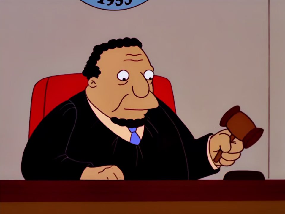 Judge Snyder Frinkiac - S13E02 - with those glasses and I suppose boys will be boys ...