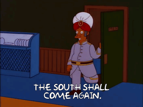 Apu from The Simpsons doing a poor reenactment of General "Stonewall" Jackson.